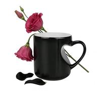 Heart Shaped Mug Ceramic, Passionate Love Red Mug - with Heart Shaped Handle, Unique and Fun Coffee Cups, Every Time I Raise My Glass, I Can Feel The Other Person's Love (Deep Black)