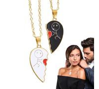 Heart-Shaped Necklace Set | 2-Piece Love Pendant for Couples, Friends, Family | Lightweight Comfortable Keepsake Jewelry Gift for Travel, Home, Women, Men, Best Friends, Colleagues