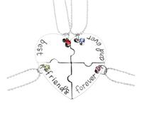 Heart Shaped Necklaces for Women Necklace Big Best Friends Forever And Ever Necklace With Broken Heart Charm Pendant Set Necklace Three Or Four Piece Set Necklaces for Mom Statement (C, One Size)