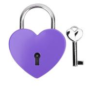 Heart Shaped Padlock, 1.77x2.in Small Metal Lock with Key for Jewelry Box Storage Box Antique Padlock Heart Shaped Lock Exquisite for Luggage Diary Book Drawer (Purple)