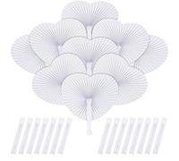 Heart Shaped Paper Fans - 24 Pcs White Wedding Decorations, Hand Fans for Wall Decoration, DIY Wedding Favours