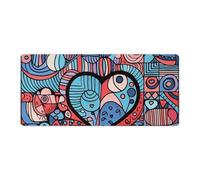 Heart Shaped Pattern Desk Mat with Stitched Edges, Rubber Mouse Mat for Keyboard Mats Non-Slip Waterproof Desk Pad Office Supplies Large Gaming Mouse Pad for Home Work