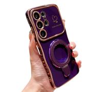 Heart-shaped Phone Case for Samsung S26U, Soft Silicone Protective Case with Stand Ring for S25/S24FE (Dark night purple,Galaxy A54)