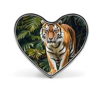 Heart Shaped Pin Button Badge for Woman, Decorative Lapel Tie Pin for Man, Cute Heart Brooch Pins Tiger on A Boulder in The Jungle Button Badges for Backpack Jackets Hats Decor