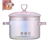 Heart Shaped Pink Borosilicate Glass Pot with Lid Double Handle Heat Resistant Cookware for Stovetop, Oven, and Dishwasher Use, Ideal for Pasta Soups Potpourri