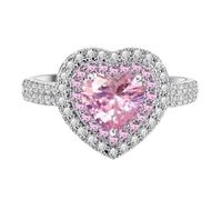 Heart Shaped Pink Cubic Zircon Engagement Promise Band 925 Sterling Silver Proposal Ring Anniversary Wedding Ring Simulated Diamond Ring