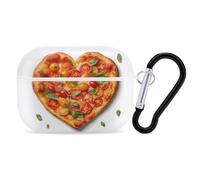 Heart Shaped Pizza AirPods Pro 2 Case Cover, Shockproof Hard Shell Protective Case for Women Men, Compatible with Airpod Pro Case 2nd/1st Generation with Keychain-White