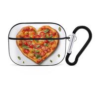 Heart Shaped Pizza AirPods Pro 2 Case Cover, Shockproof Hard Shell Protective Case for Women Men, Compatible with Airpod Pro Case 2nd/1st Generation with Keychain-Black