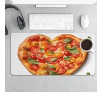 Heart Shaped Pizza Gaming Mouse Pad 12x24 Inch Desk Pad Protector Waterproof Non-Slip Rubber Base Keyboard Mat Extra Large Desktop Mat for Office Home Computer Laptop Table Accessory