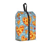 Heart Shaped Pizza Printed Travel Shoe Storage Bag Waterproof Jacquard Fabric is Lightweight, with Strong Handle and Central Zipper.