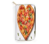 Heart Shaped Pizza Slim Thin Credit Card Wallet, PU Leather Bifold Cash Wallet, Zipper Coin Pocket Id Window Wallet Storage Bag Wallet Coin Purse Pouch Change Holder Small with Zipper for Men And Wome