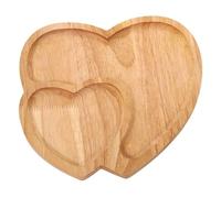 Heart Shaped Plate Wooden Heart Serving Tray Romantic Heart Charcuterie Board 2 Compartment 9.1x8.7in Heart Platter for Wedding Valentine's Day Candlelight Dinner Heart Serving Tray Heart Platter Hear