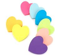 Heart Shaped Post It Notes 8 Pads (640 Sheets) - 70x70mm Cute Sticky Notes Set, 8 Bright Colors Collection for School Supplies, Office & Party Gifts Self-Stick Removable Memo Pads