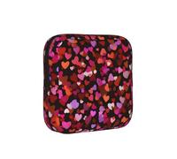 Heart Shaped Printed Sponge Composite Fabric Women's Sanitary Napkin Storage Bag, Portable Pad Clip for Daily Use During Travel.