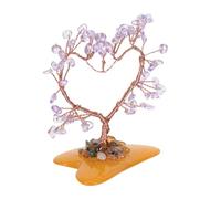 Heart Shaped Purple Amethyst Money Tree Desktop Ornament