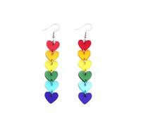 Heart-Shaped Rainbow Pride Earrings for Ladies, Lightweight Acrylic Earrings as Radiant LGBTQ Jewellery, Ideal for Pride Festivals and Events