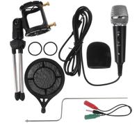 Heart Shaped Recording Microphone with Tripod Stand Set | Black Abs and Electronic Components, Adjustable Holder, Portable Design for Live Broadcasting and Karaoke Apps