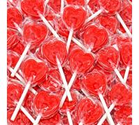 Heart Shaped Red Lollipops - Pack of 30 Cherry Flavour Love Sweets | Individually Wrapped Valentines Day Candy for Gifts, Parties, Weddings & Treat Bags