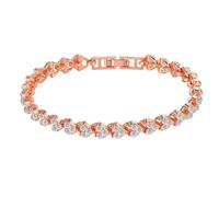 Heart Shaped Roman Bracelet With Simple And Creative Encrusted Wristband Pearl Statement Earrings (Rose Gold, One Size)