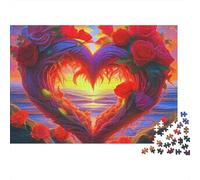 Heart Shaped Rose 1000 Piece Jigsaw Puzzle for Adults Paper Sunset Sea Puzzle Game 70x50cm/1000pcs