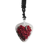 Heart Shaped Rose Guitar Pick Necklace Exquisite Cool Pendant Necklaces Titanium Steel Personalized Necklaces Fashion Guitar Pick Holder Necklace Unisex Unique Gifts