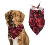 Heart Shaped Rose Pet Scarf Adjustable Pet Accessories Triangular Scarf Washable Floral Print Puppy Bib Bandana Stylish Comfortable Cat Scarves for Holiday Scarfs