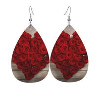 Heart-Shaped Roses Earrings for Women Teardrop Dangle Earrings Boho Lightweight Unique Leather Earrings Fashion Pendant for Birthday Gift Fashion Jewelry