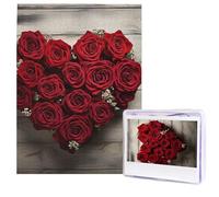 Heart-Shaped Roses Puzzle for Adults 500 Pieces Personalized Jigsaw Puzzles from Photos, Challenging Puzzle Perfect for Game Nights, Wooden Puzzles Gift for Holiday Birthday