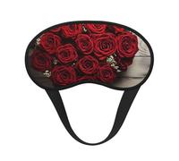 Heart-Shaped Roses Sleep Mask for Side Sleeper, Blackout Sleep Eye Mask Comfortable Blindfold Eyeshade Soft Breathable Sleeping Mask with Elastic Strap Silk Eye Covers for Travel
