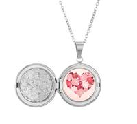 Heart Shaped Roses Valentine's Day Locket Necklace Hold Picture Jewelry Birthday Gift