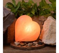 Heart Shaped Salt Lamp with Wooden Base