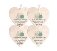 Heart-Shaped Sea Glass Friendship Decor, 4 Pack Ceremic Heart Sea Art Glass Ornament, Handmade Friendship Love Pendant Keepsake Decor for Christmas Tree Hanging
