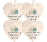 Heart Shaped Sea Glass Friendship Decor, 4PCS Ceramic Sea Glass Friendship Ornaments, Handmade Heart Shaped Friendships Keepsake, Hanging Seas Glasses Art Pendant Christmas Tree Decoration