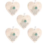 Heart-Shaped Sea Glass Friendship Decor, 5 Pack Printed Ceramic Heart Pendant, Portable Ceramic Christmas Tree Ornaments For Bedroom Balcony Door Window Wall Family Friends Women