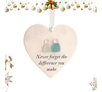 Heart-Shaped Sea Glass Friendship Decor, Ceremic Heart Sea Art Glass Ornament, Handmade Love Pendant Keepsake Decor For Christmas Tree Hanging For Friends, Family