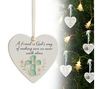 Heart-Shaped Sea Glass Friendship Decor, Christmas Decorations, Christmas Tree Hanging Ornaments, Keepsake Gift for Women, Timeless Art Love Hearts Shaped Glasses for Best Friend (B)