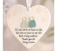 Heart-Shaped Sea Glass Friendship Decor, Christmas Tree Ceramic Pendant, Timeless Friendship Heart Keepsake, Sea Glass Art For Best Friends, For Friend, Family, Partner