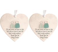 Heart-Shaped Sea Glass Friendship Decor - Everlasting Friendship Heart Keepsake - Friendship Heart Ornament for Christmas Tree Hanging Ornaments, Sea Glass Art for Friendship (2pcs)