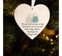 Heart-Shaped Sea Glass Friendship Decor - Everlasting Friendship Heart Keepsake - Friendship Heart Ornament for Christmas Tree Hanging Ornaments, Sea Glass Art for Friendship (A)