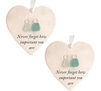 Heart-Shaped Sea Glass Friendship Decor, Friendship Gifts for Women, Heart Ornament for Christmas Tree Decorations, Sentimental Keepsake Gift for Best Friends (C 2PCS)