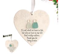 Heart Shaped Sea Glass Friendship Decor, Friendship Heart For Christmas Tree Hanging Ornaments,Hangable Christmas Ceramic Heart Shaped Gift, Sea Glass Art For Best Friends，Thank you Memorial Gif