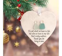 Heart-Shaped Sea Glass Friendship Decor,Handmade Friendship Heart For Christmas Tree Hanging Ornaments,Thank You Keepsake Gift Sentimental Gift For Best Friend (White)