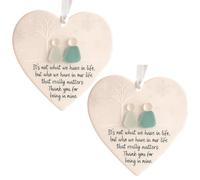 Heart-Shaped Sea Glass Friendship Decor - Handmade/Handcrafted Ocean-Inspired Ornament, Christmas Tree Hanging Keepsake with Inspirational Vibe, Sentimental Thank You Gift for Friends
