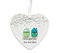 Heart-Shaped Sea Glass Friendship Decor,Handmade I'm So Glad You Live Next Door Friendship Heart For Christmas Tree Hanging Ornaments,Thank You Keepsake Gift Sentimental Gifts For Best Friend (s3)