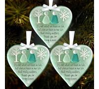 Heart-Shaped Sea Glass Friendship Decor, Handmade Sea Glass Friendship Pendant, Heart Ornament For Christmas Tree Hanging Decorations, Thank You Friendship Keepsake Gifts for Best Friends (3PCS)