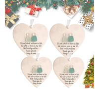 Heart Shaped Sea Glass Friendship Decor, Its Not What We Have In Life But Who, 2D Acrylic Heart-Shaped Angel Friendship Ornament, Friendship Heart Keepsake, Christmas Tree Hanging Ornaments (4PC)