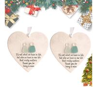Heart Shaped Sea Glass Friendship Decor, Its Not What We Have In Life But Who, 2D Acrylic Heart-Shaped Angel Friendship Ornament, Friendship Heart Keepsake, Christmas Tree Hanging Ornaments (2PC)