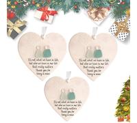 Heart Shaped Sea Glass Friendship Decor, Its Not What We Have In Life But Who, 2D Acrylic Heart-Shaped Angel Friendship Ornament, Friendship Heart Keepsake, Christmas Tree Hanging Ornaments (3PC)