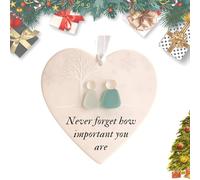 Heart-Shaped Sea Glass Friendship Decor, Its Not What We Have In Life But Who, 2D Acrylic Heart-Shaped Angel Friendship Ornament, Christmas Tree Hanging Ornaments, Friendship Heart Keepsake (G)