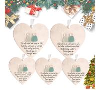 Heart Shaped Sea Glass Friendship Decor, Its Not What We Have In Life But Who, 2D Acrylic Heart-Shaped Angel Friendship Ornament, Friendship Heart Keepsake, Christmas Tree Hanging Ornaments (5PC)